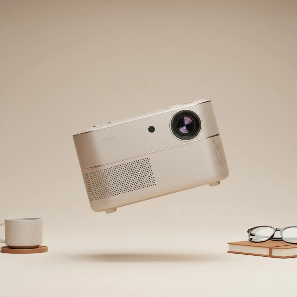 Mini hologram projector displaying a 3D image