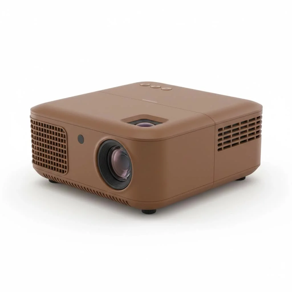GPX mini projector displaying a movie scene