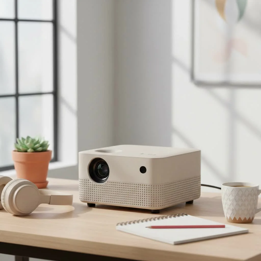 Anker Nebula mini projector displaying a movie scene