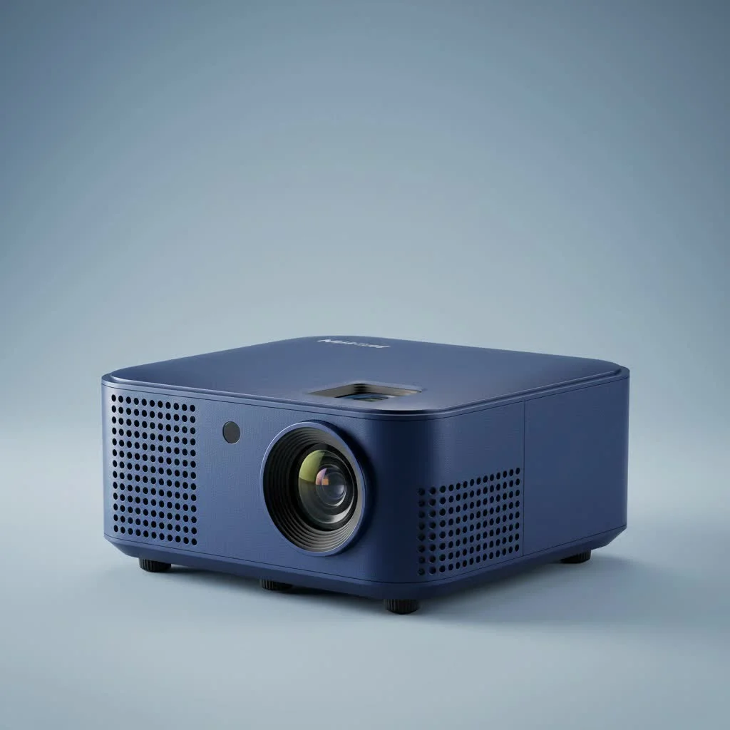 Mini projector displaying a movie from a phone